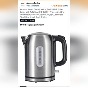 Stainless Steel Electric Kettle with Water Gauge - Silver & Black